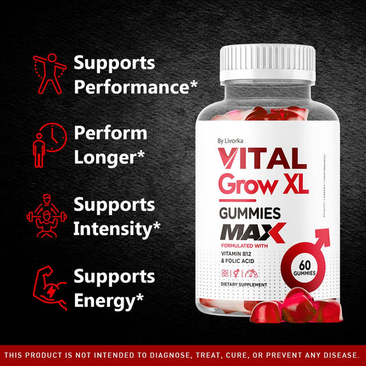 Close-up of LIVORKA Vital Grow XL gummies texture.