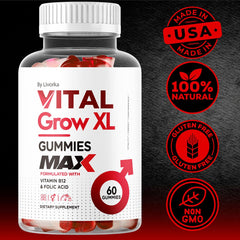 Man taking two LIVORKA Vital Grow XL gummies after a meal.