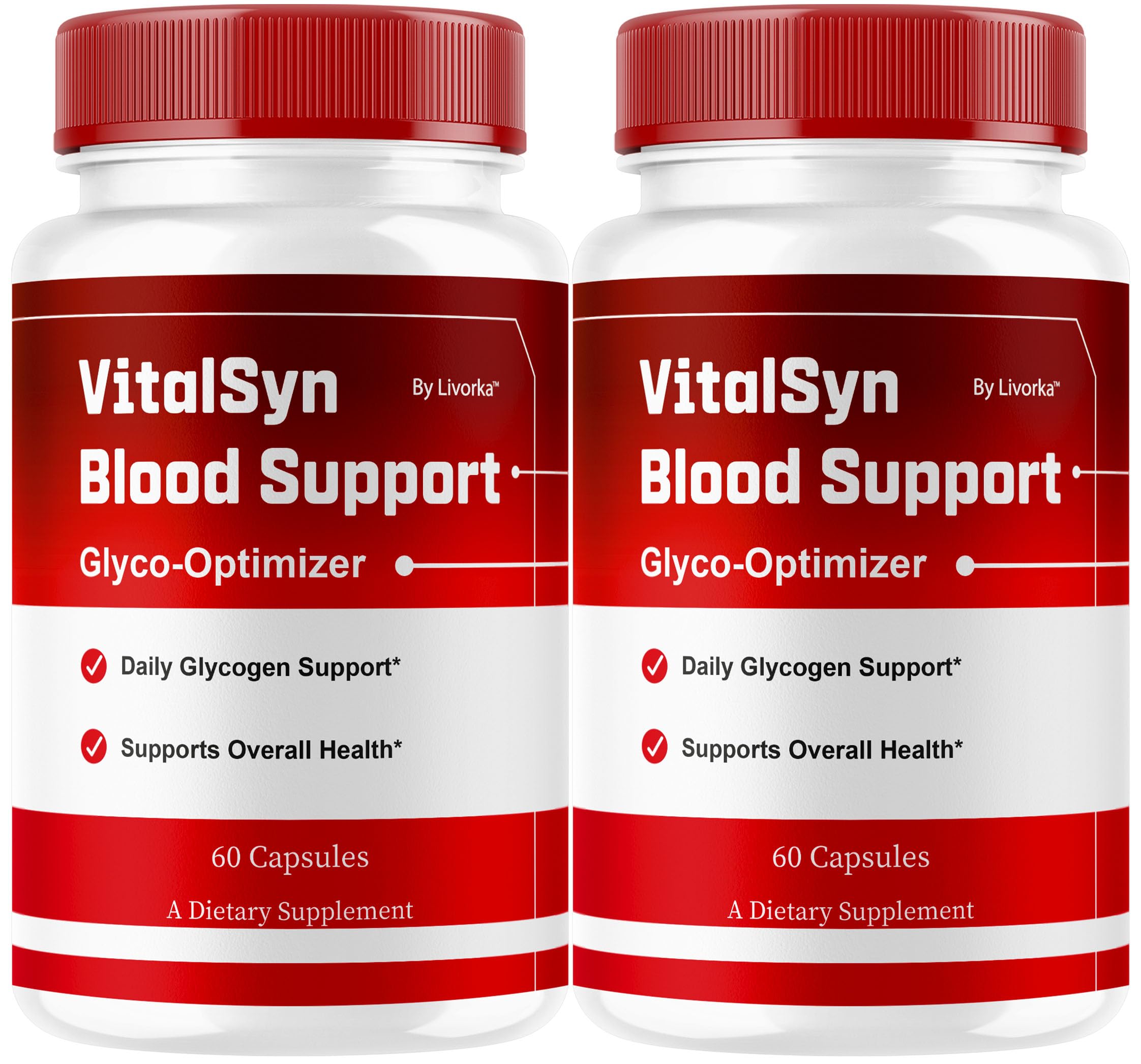 LIVORKA Vitalsyn Blood Support bottle front view for daily wellness routine.