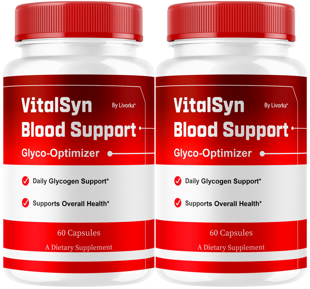 LIVORKA Vitalsyn Blood Support bottle front view for daily wellness routine.