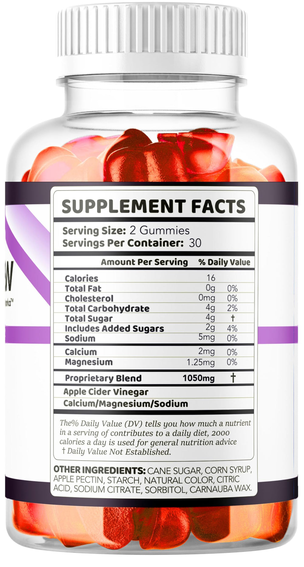 Ingredients panel and formula details on VitaRenew packaging