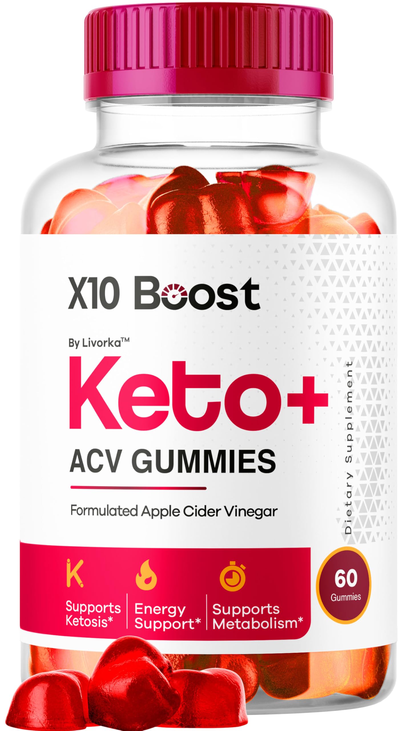 LIVORKA X10 Boost Keto ACV Gummies bottle on kitchen counter for daily wellness.