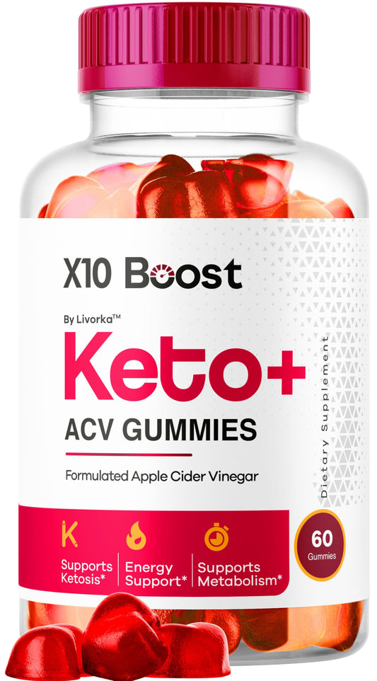 LIVORKA X10 Boost Keto ACV Gummies bottle on kitchen counter for daily wellness.