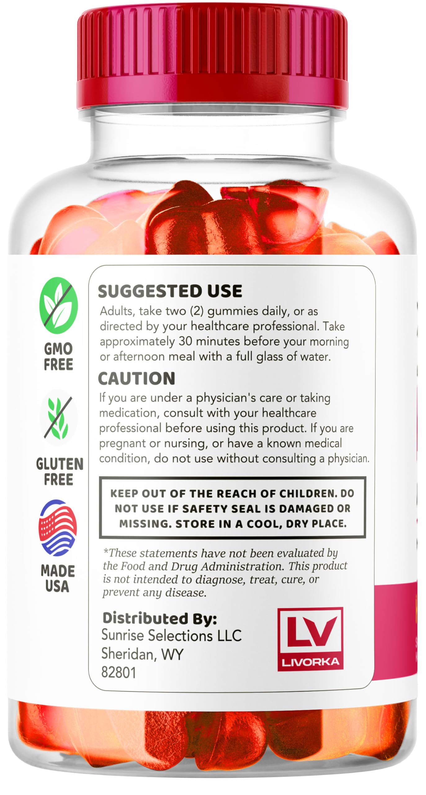 LIVORKA X10 ingredients panel highlights all-natural gummies
