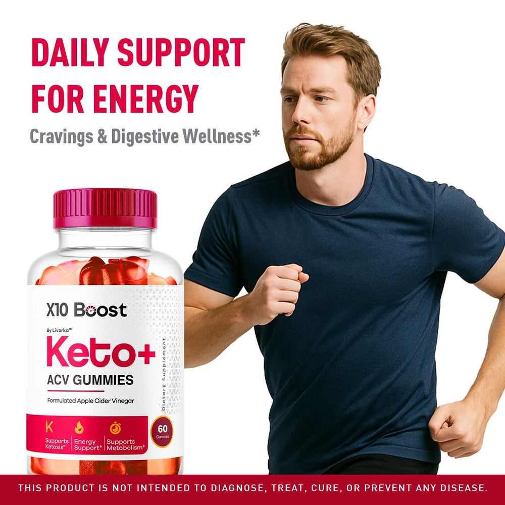 LIVORKA X10 Boost Keto Gummies with bottle and pack on desk, convenient snack.