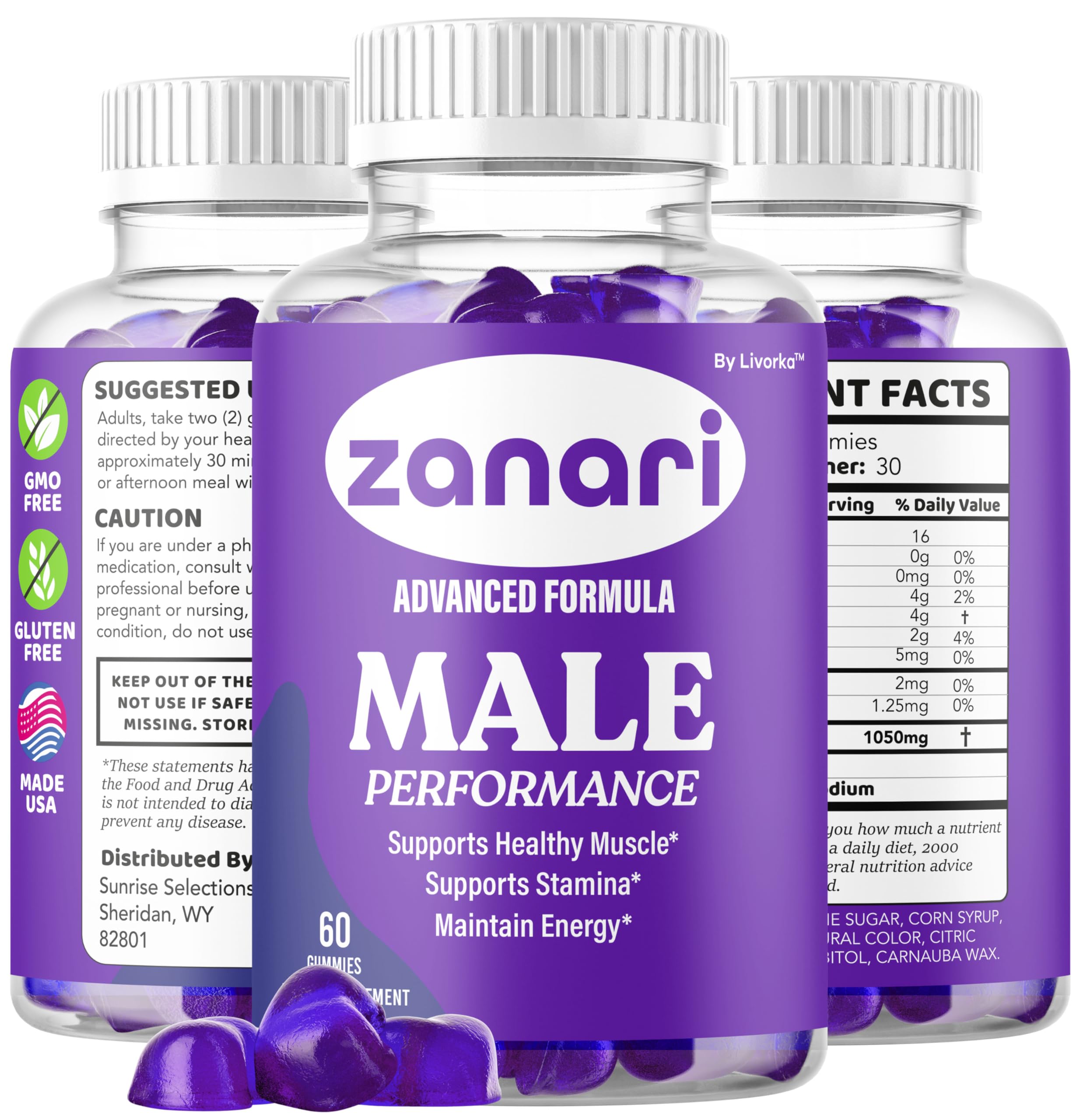 LIVORKA Zanari Gummies clean label and natural ingredients badge