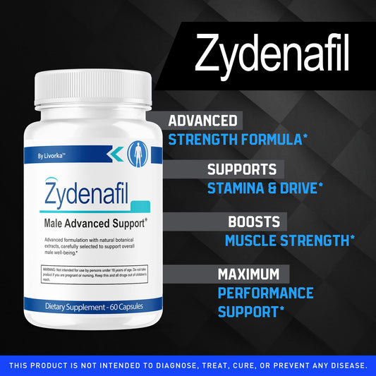 Close-up of LIVORKA Zydenafil pills on table for convenient daily use