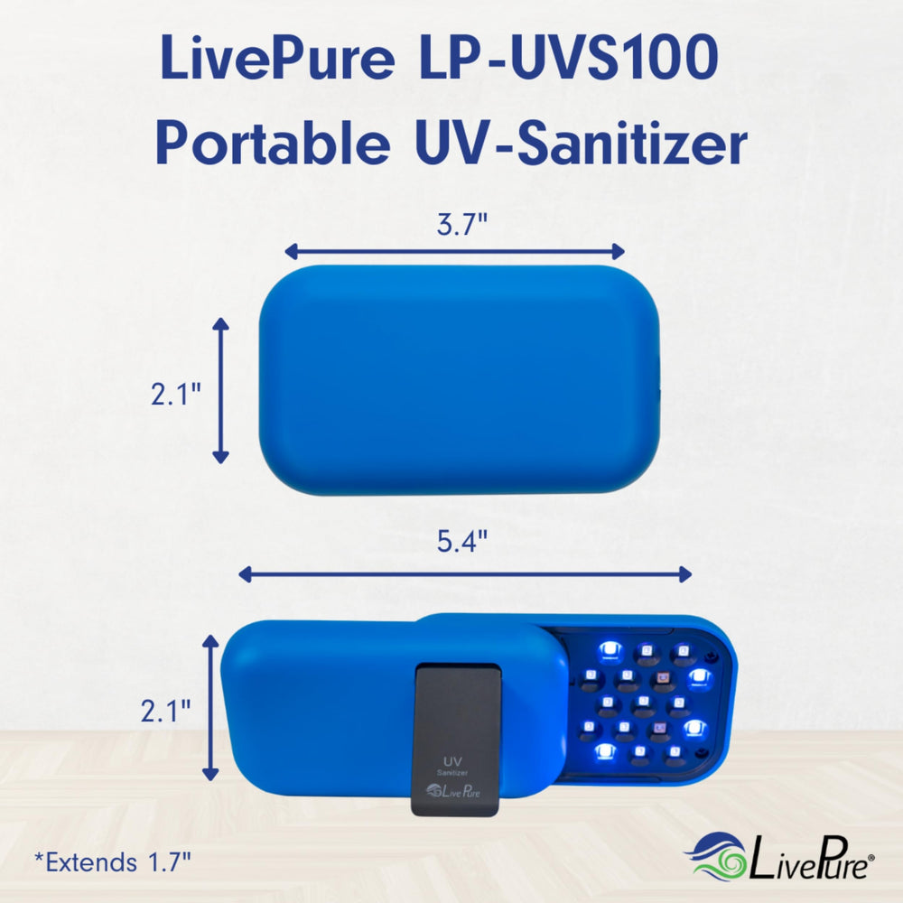 LivePure Leopard UV sanitizer in car interior for on-the-go surface hygiene.