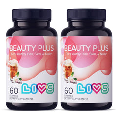 Livs Beauty Plus bottle front, clear branding for daily beauty support.