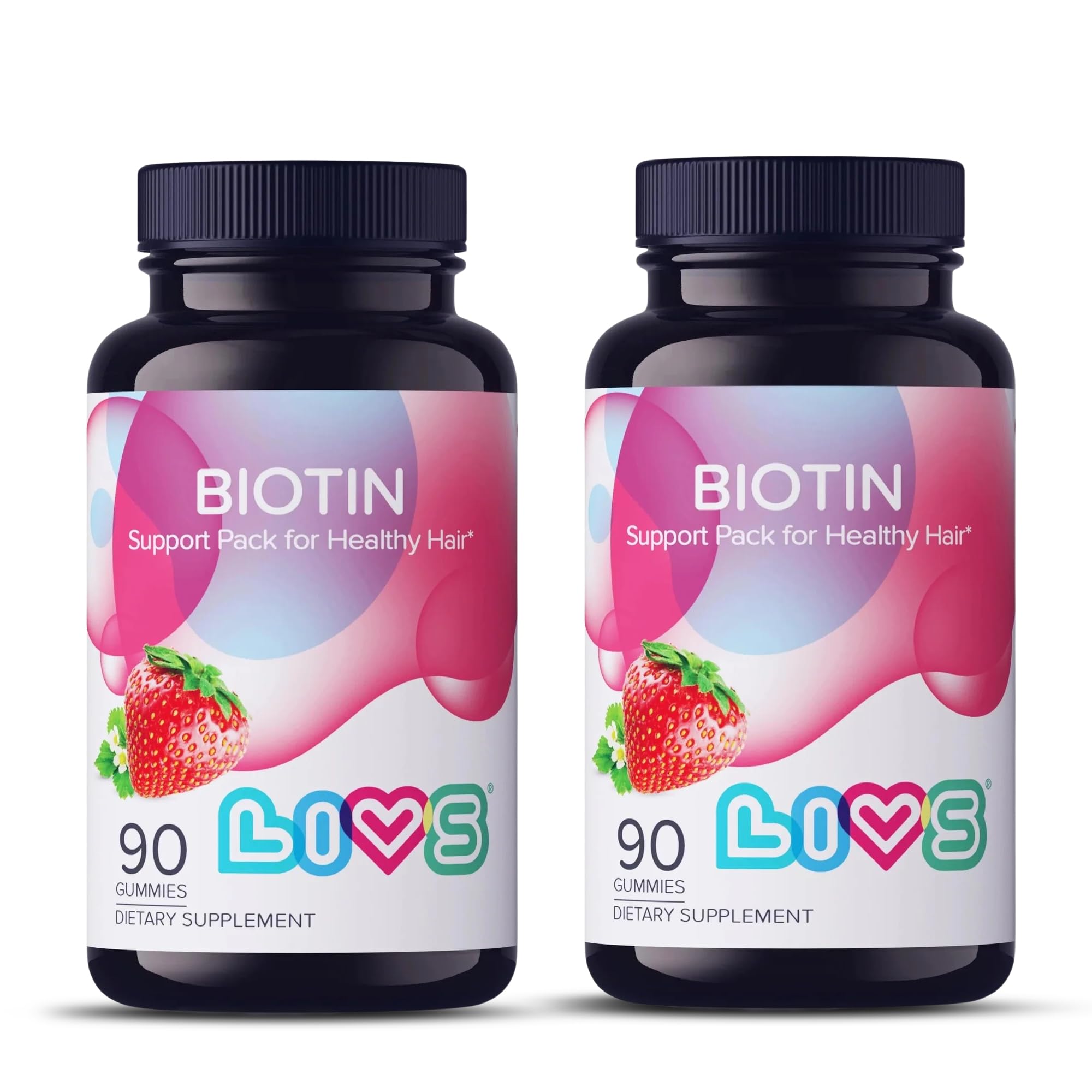 LIVS Biotin Gummies bottle front showing 10,000 mcg for hair, skin, nails
