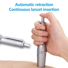 Three-lancet ejection action reduces patient anxiety.