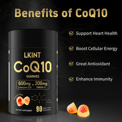 LKINT CoQ10 gummies orange chew texture for easy daily use.