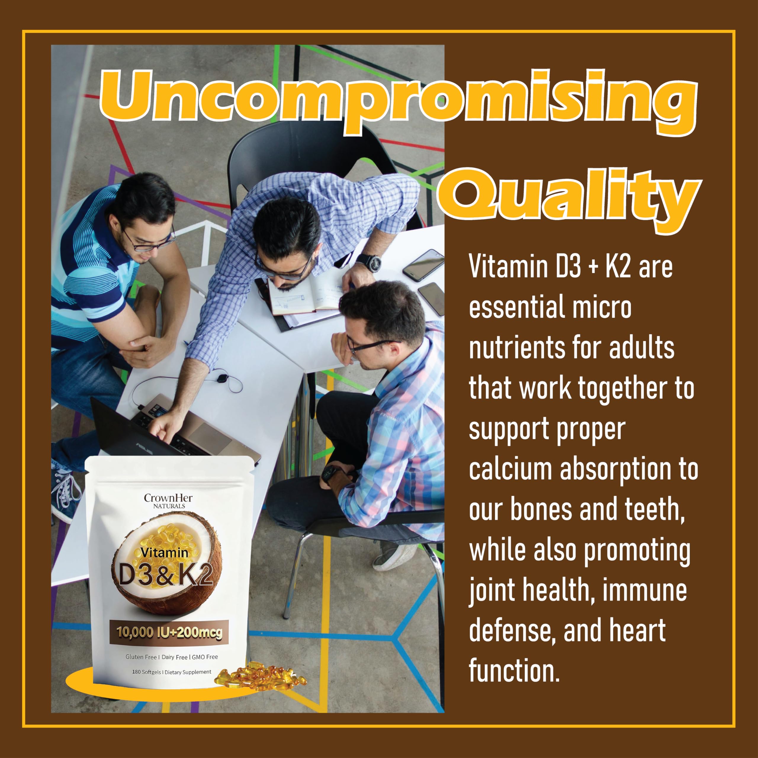 LKYCH CrownHer Naturals D3 K2 softgels taken as part of morning routine