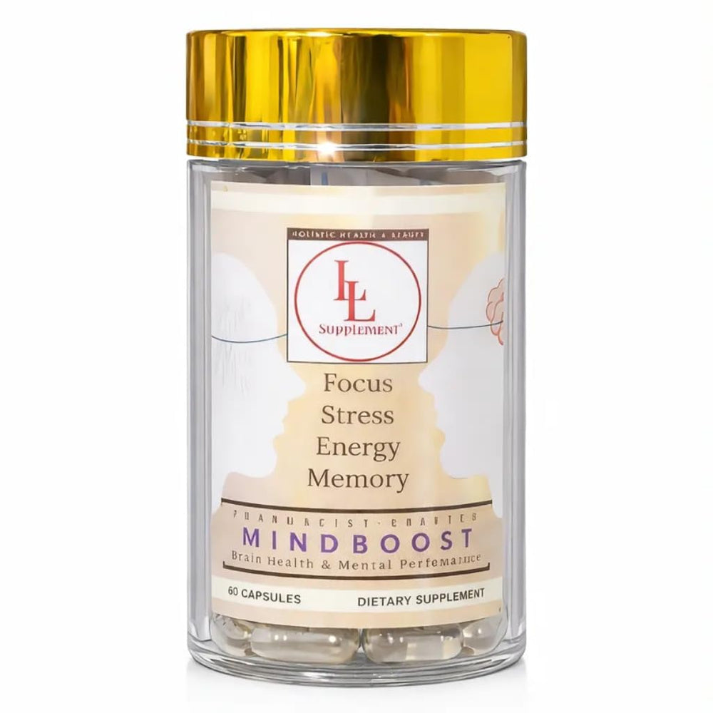 LL Supplement MindBoost gold cap bottle, authentic formulation for focus and clarity
