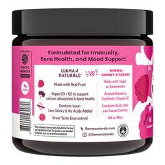 Llama Naturals daily dosing for adults and kids supports healthy bone and mood.