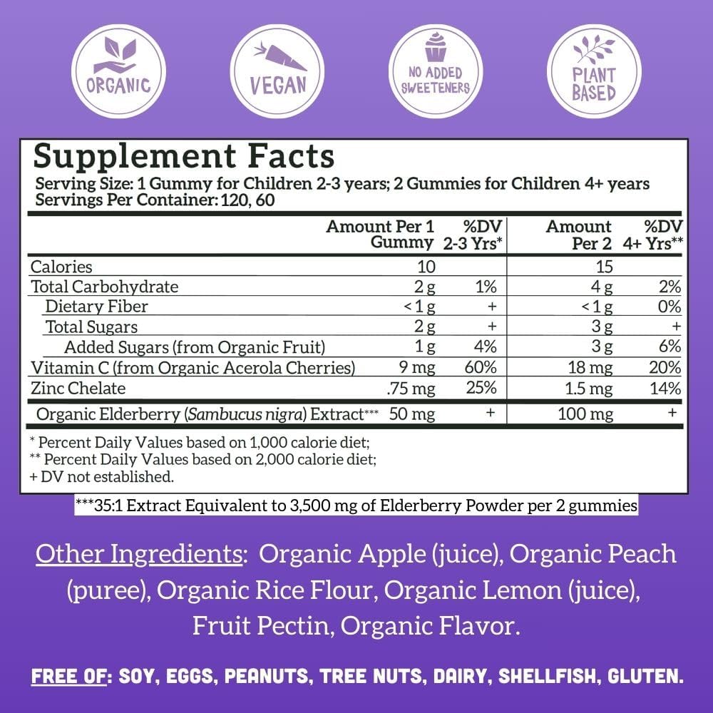 Label close-up: Llama Naturals Elderberry Gummies ingredients