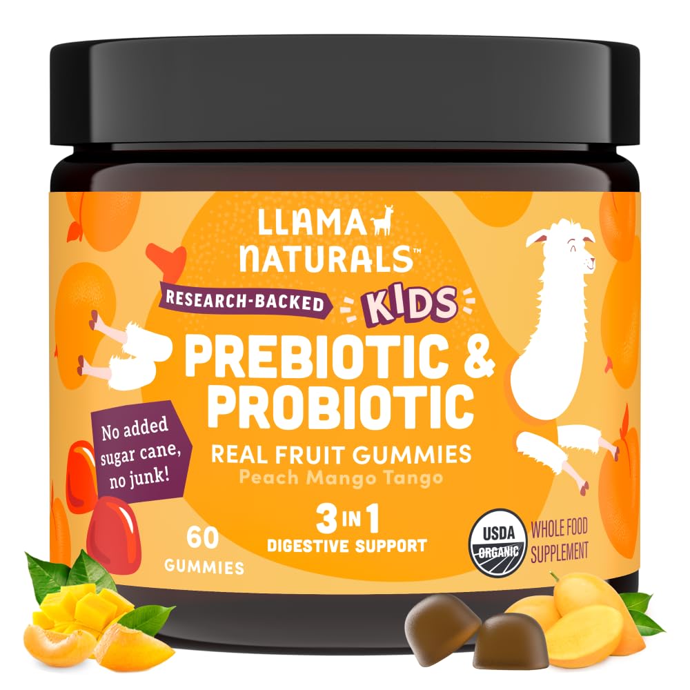 Llama Naturals Kids Probiotic bottle front supports gentle gut health for children