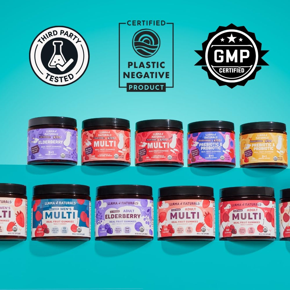Llama Naturals multivitamin dentist-friendly gummy minimizes stickiness and tooth wear.