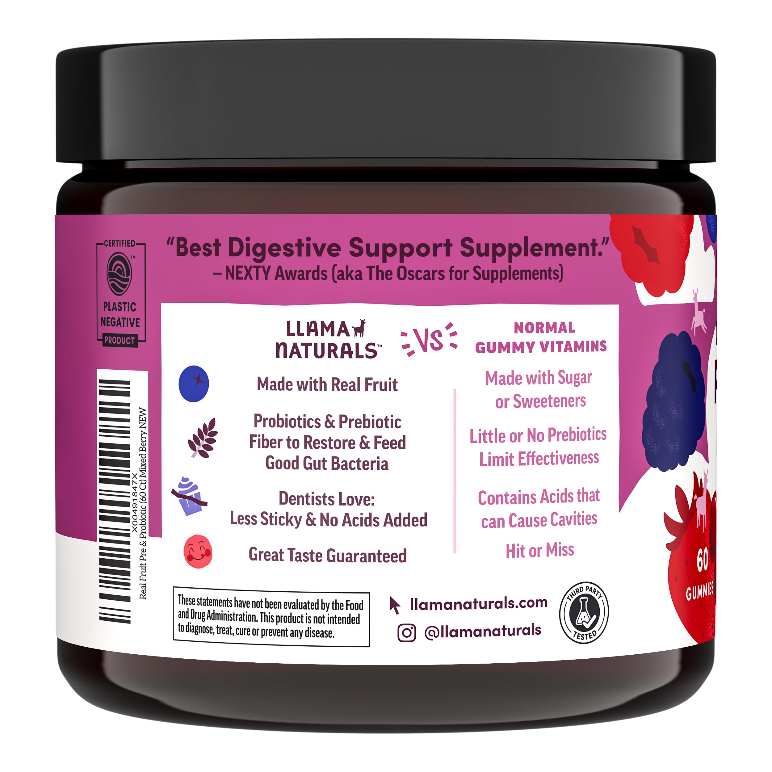 Llama Naturals vegan plant-based gummies suitable for allergy-conscious diets.