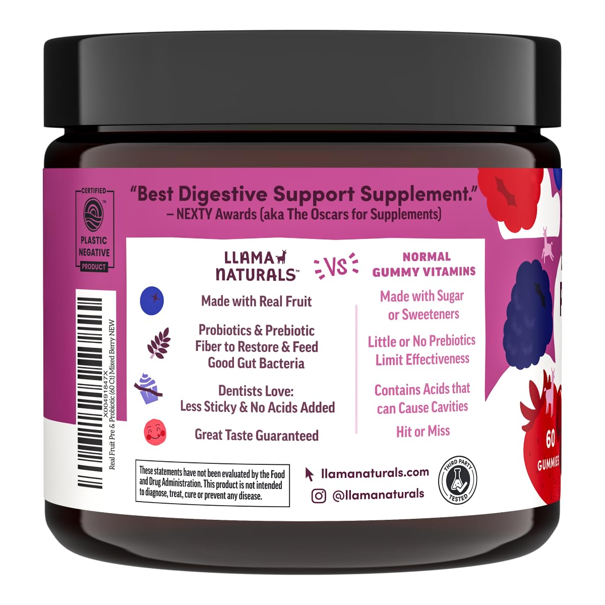 Llama Naturals vegan gummies use real fruit and are allergen-free