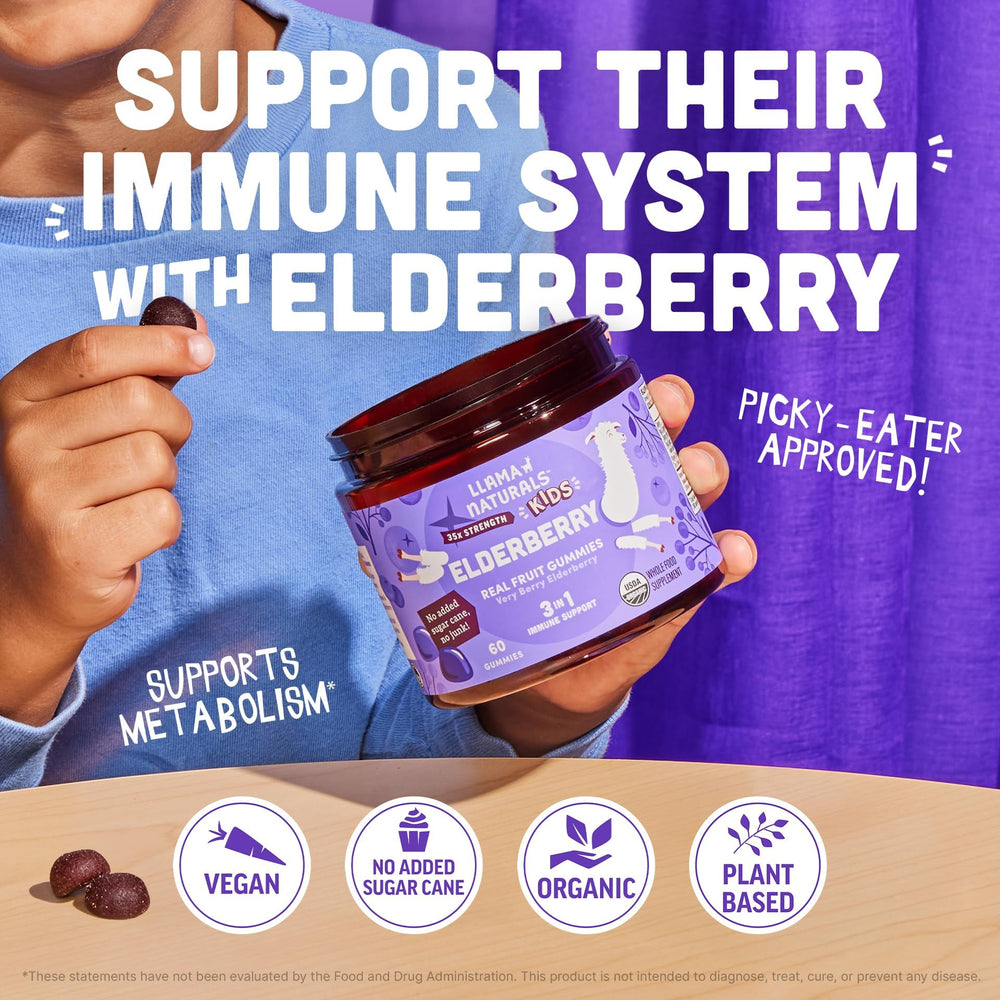Gummies on a plate with water beside, Llama Naturals for daily immune routine