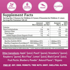 Llama Naturals vegan label on gummies emphasizes plant-based ingredients