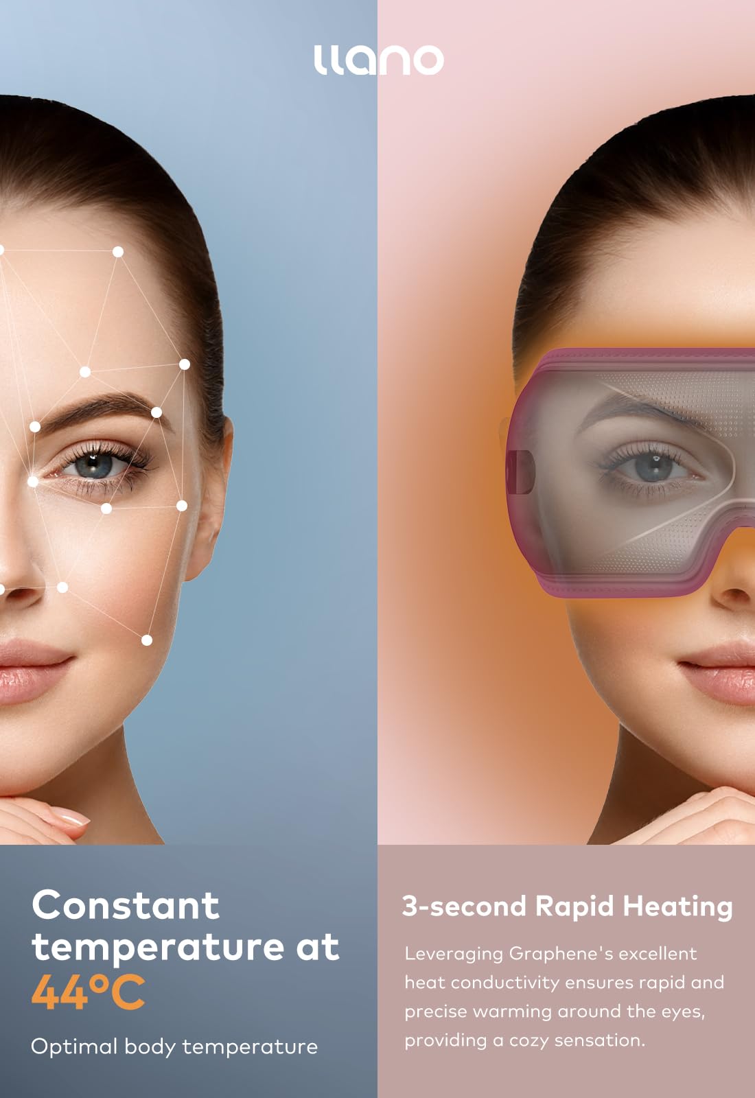 llano Eye Massager with Heat Bluetooth music feature in use.