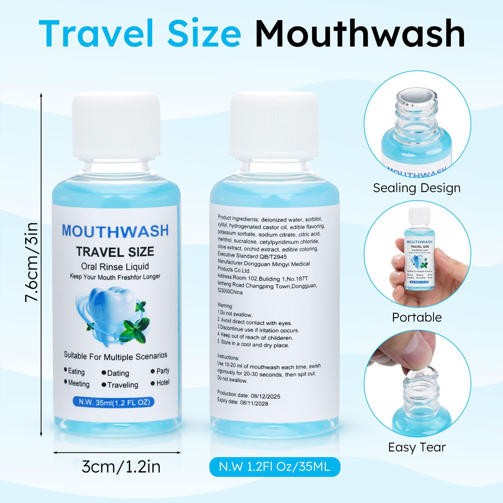 LLHQAMT leakproof seal keeps bottles dry and travel-ready