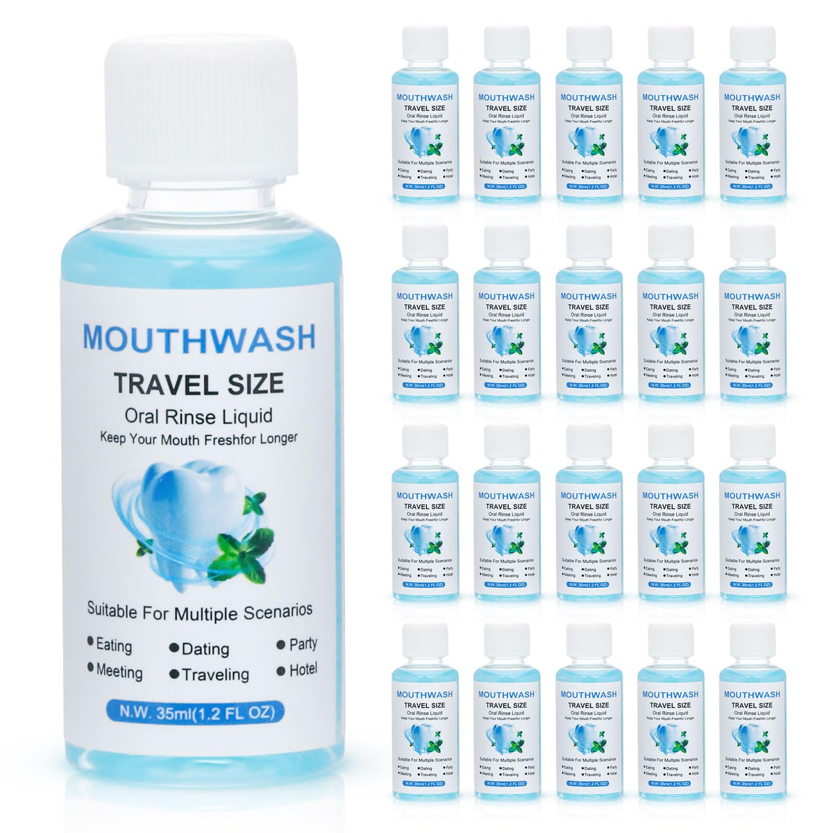 LLHQAMT travel mouthwash 60-pack bottles for on-the-go freshness after meals