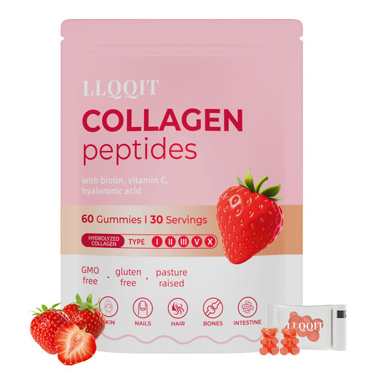 LLQQIT multi-collagen gummies for women bottle for on-the-go daily wellness.