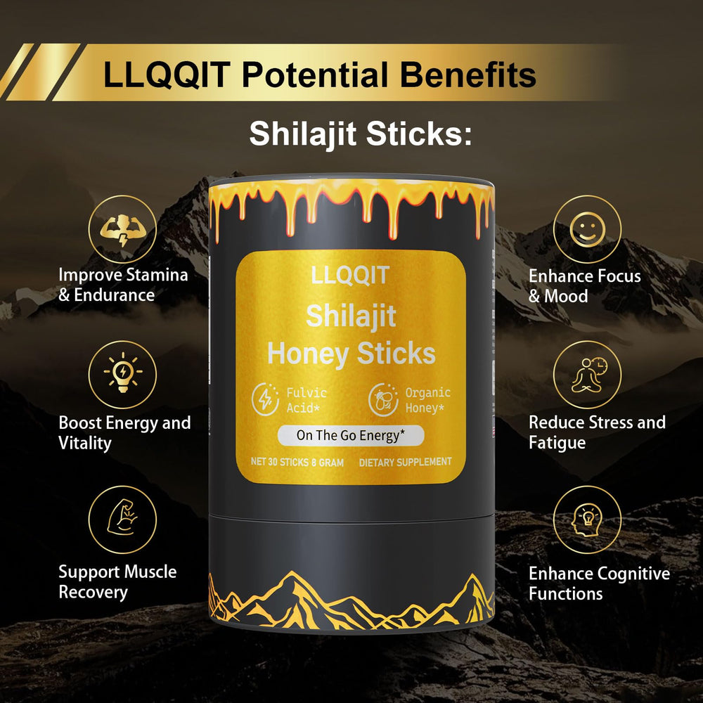LLQQIT Shilajit Honey Stick sachet ready to tear for a quick sip.