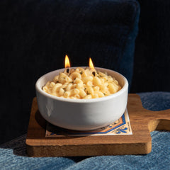 L&M Gifts cheese pasta candle design detail highlights parsley garnish realism.