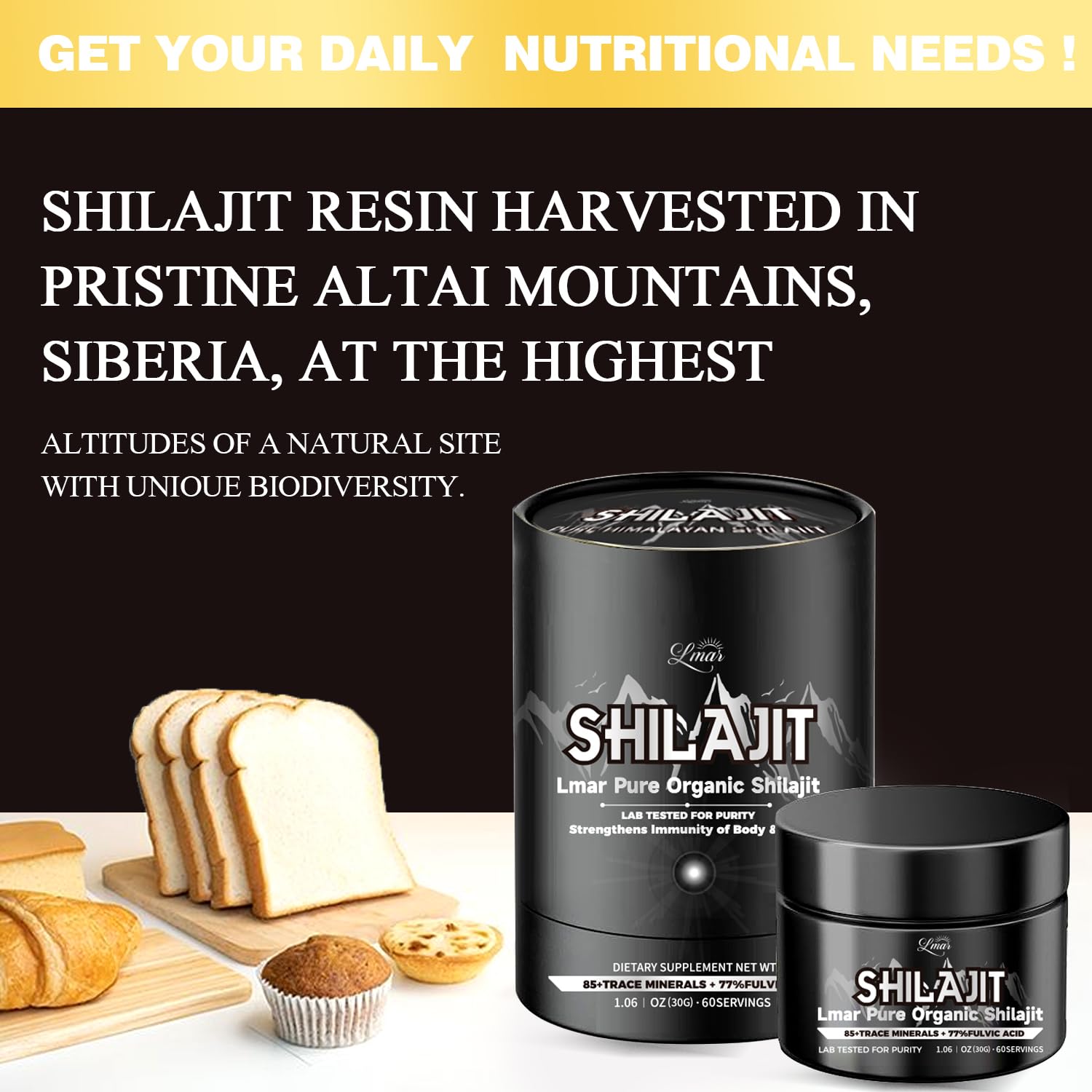 Lmar Pure Shilajit Resin jar with 75 servings for ongoing daily use