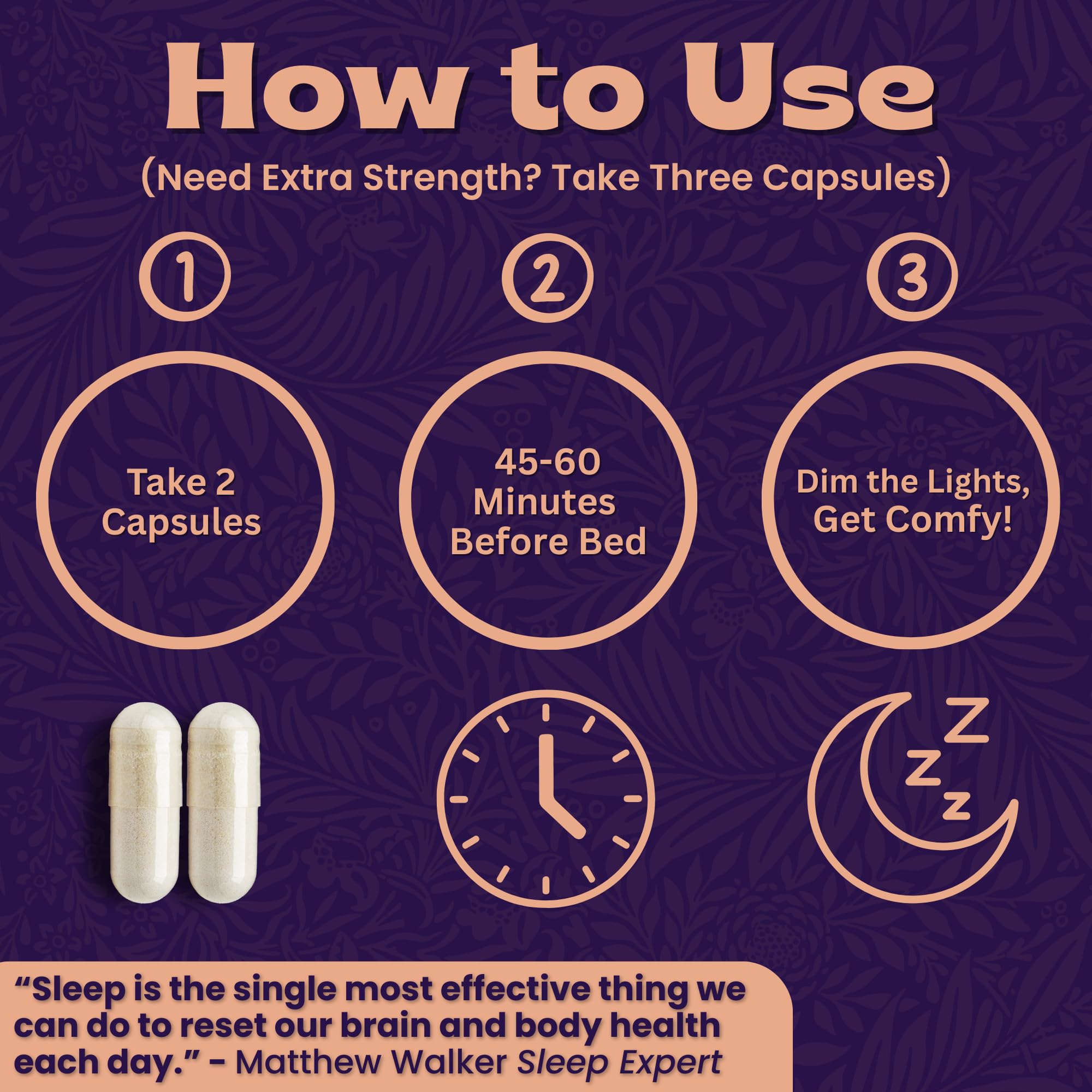 Local Nutrition Sleep Aid capsules on pillow suggesting easy nightly use.