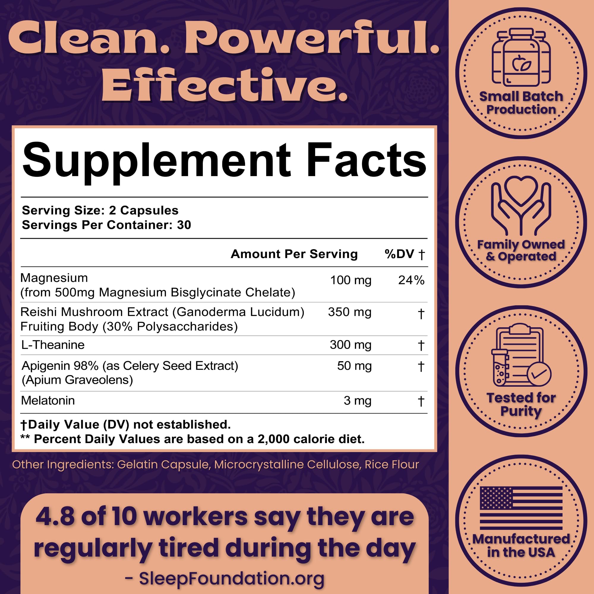 Local Nutrition Sleep Aid on nightstand beside clock signaling bedtime routine.