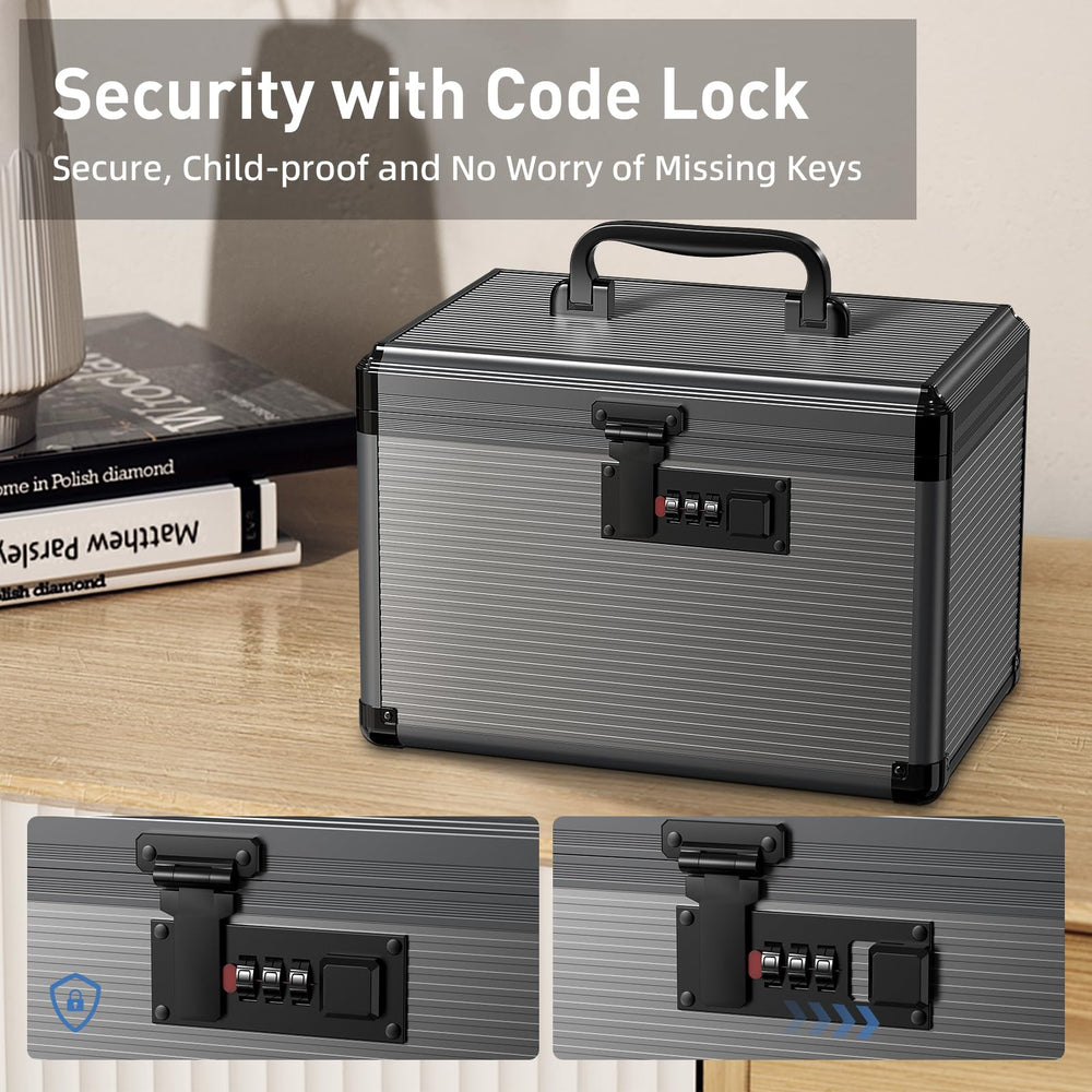 Lockbako aluminum alloy and MDF construction for durable, crash-safe storage.