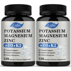 Lofei Potassium Magnesium Zinc bottle label showing high absorption formula