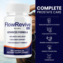 Lofero FlowRevive bottle back-label highlights natural ingredients for wellness.