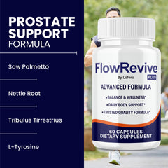 Lofero FlowRevive bottle side presentation for easy daily supplementation.