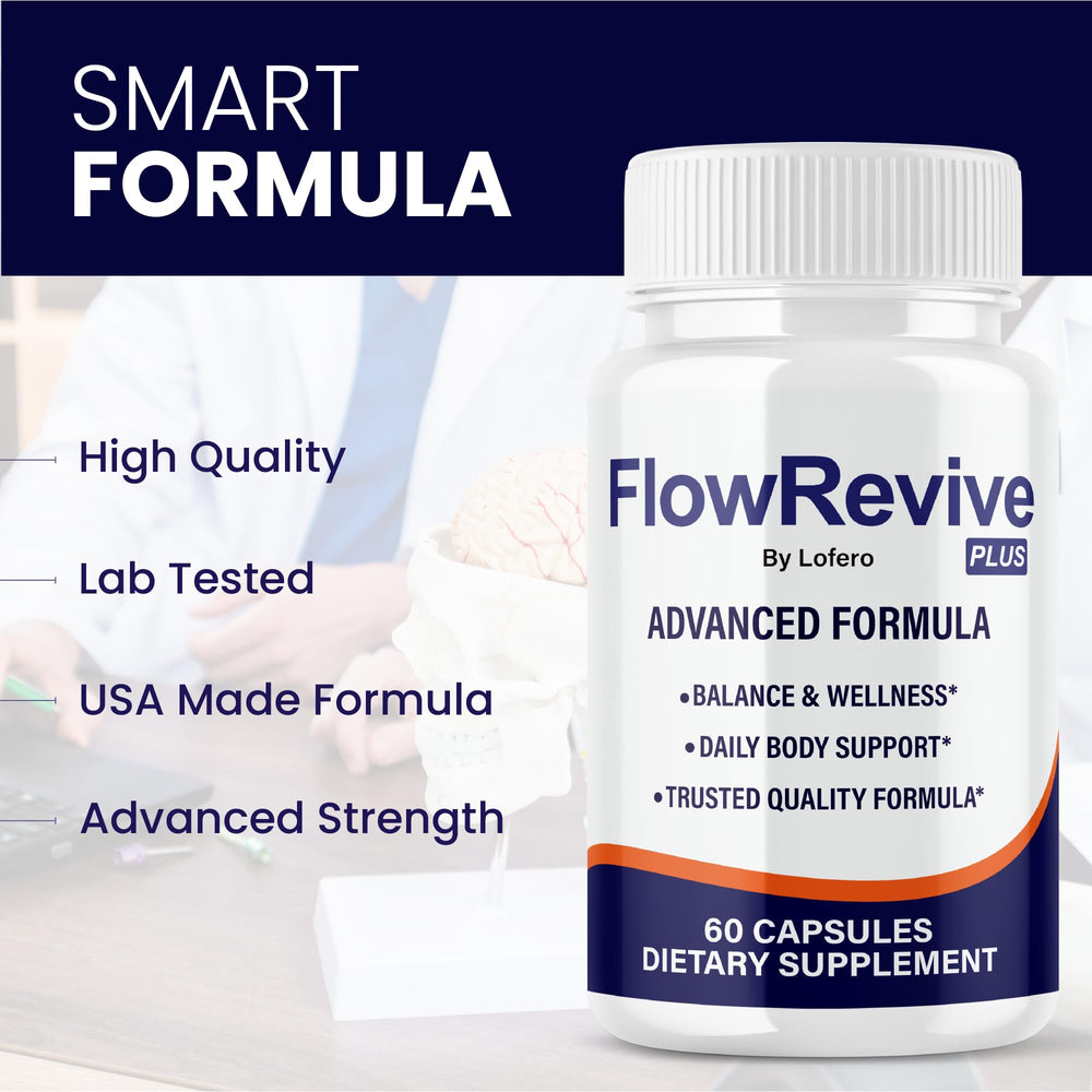 Close-up of FlowRevive capsules, easy-to-swallow for daily support.