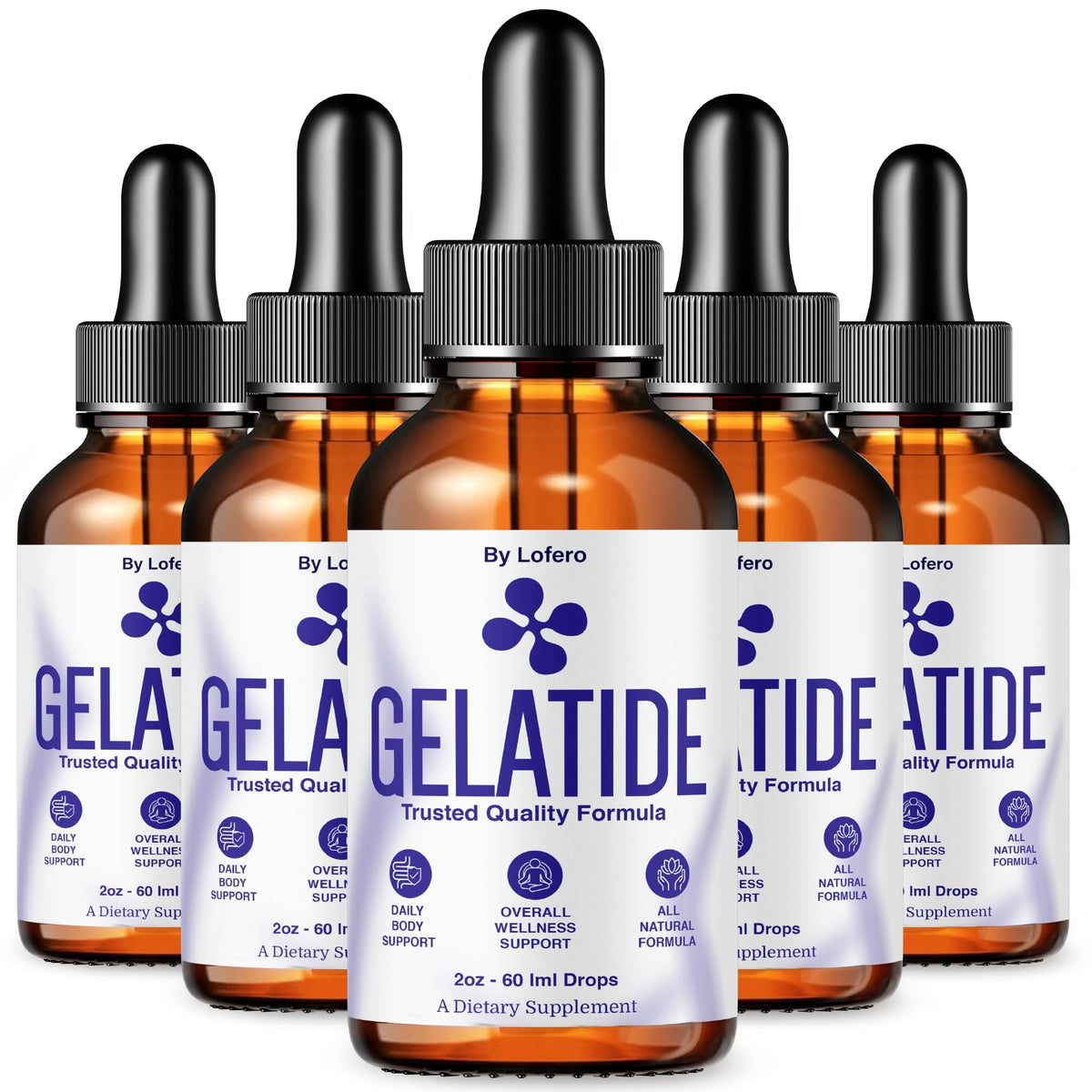 Lofero Gelatide Drops bottle closeup for daily wellness support