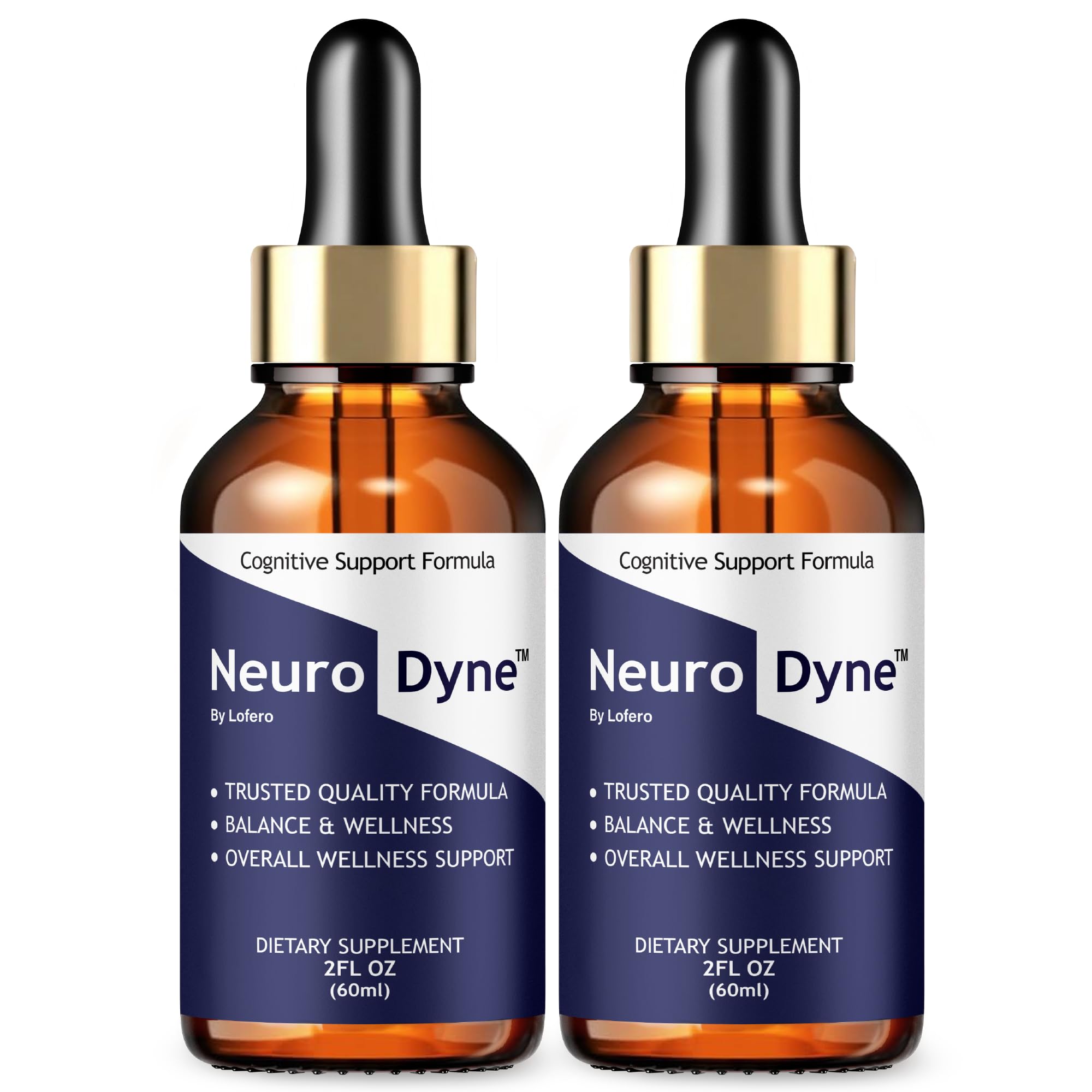 Lofero NeuroDyne Drops bottle with label highlighting focus support