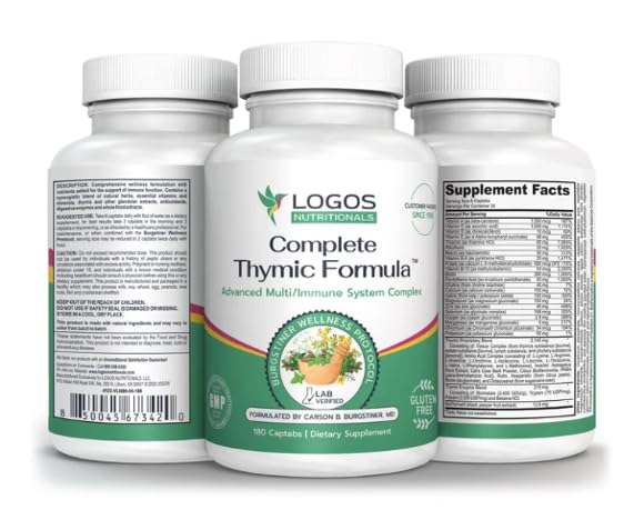 logos nutritionals Complete Thymic Formula bottle; supports daily immune wellness and thymus-associated balance.