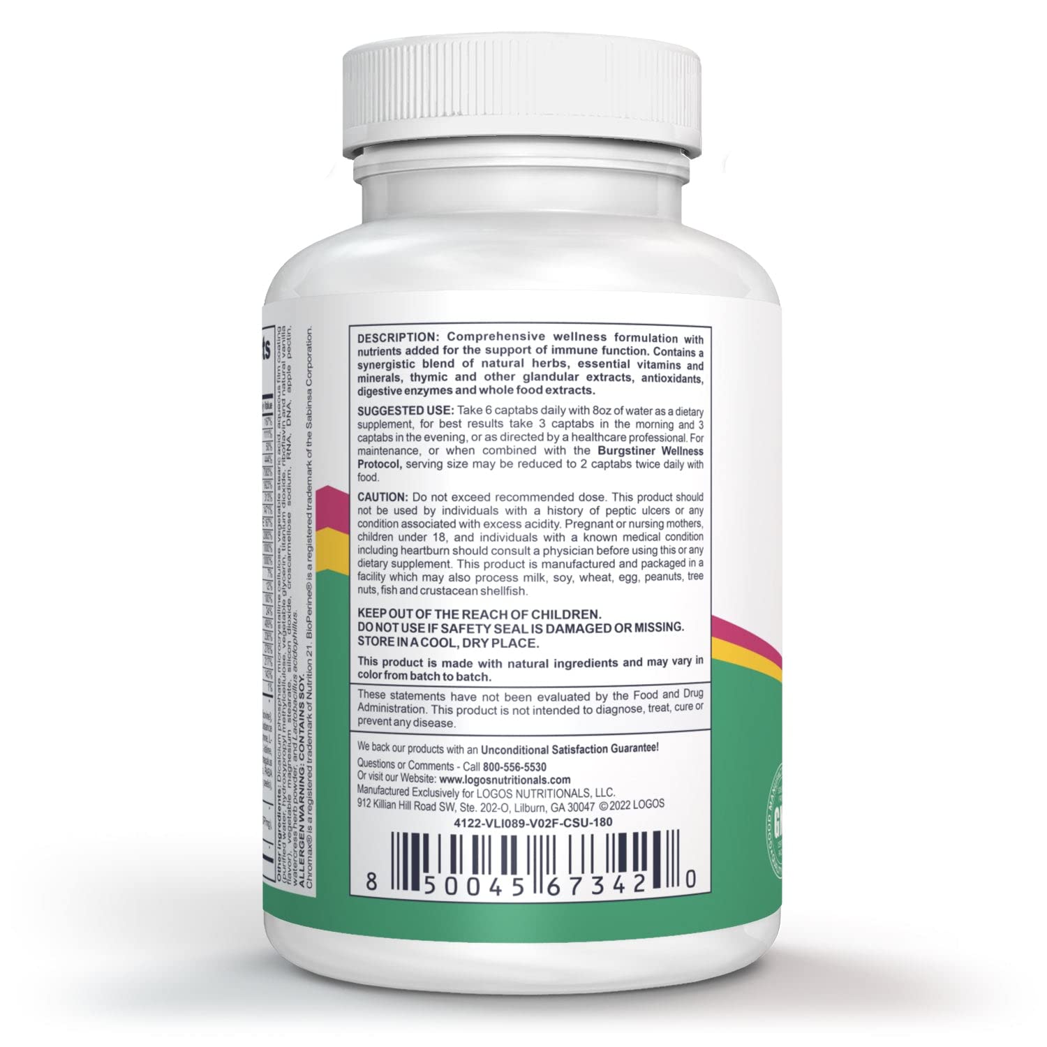 logos nutritionals Complete Thymic Formula capsules closeup emphasizes convenient daily supplement.
