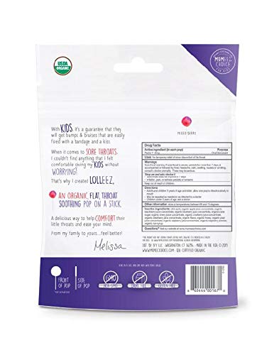 Lolleez Kid-friendly pops designed as a lollipop-style throat lozenge for kids