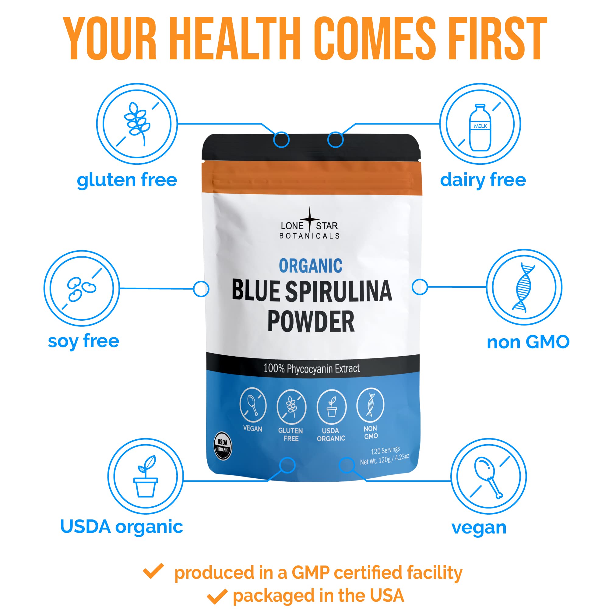 Lone Star Botanicals Blue Spirulina shake for protein drinks