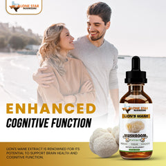 Pouring Lone Star Lions Mane extract into water for convenient daily use.