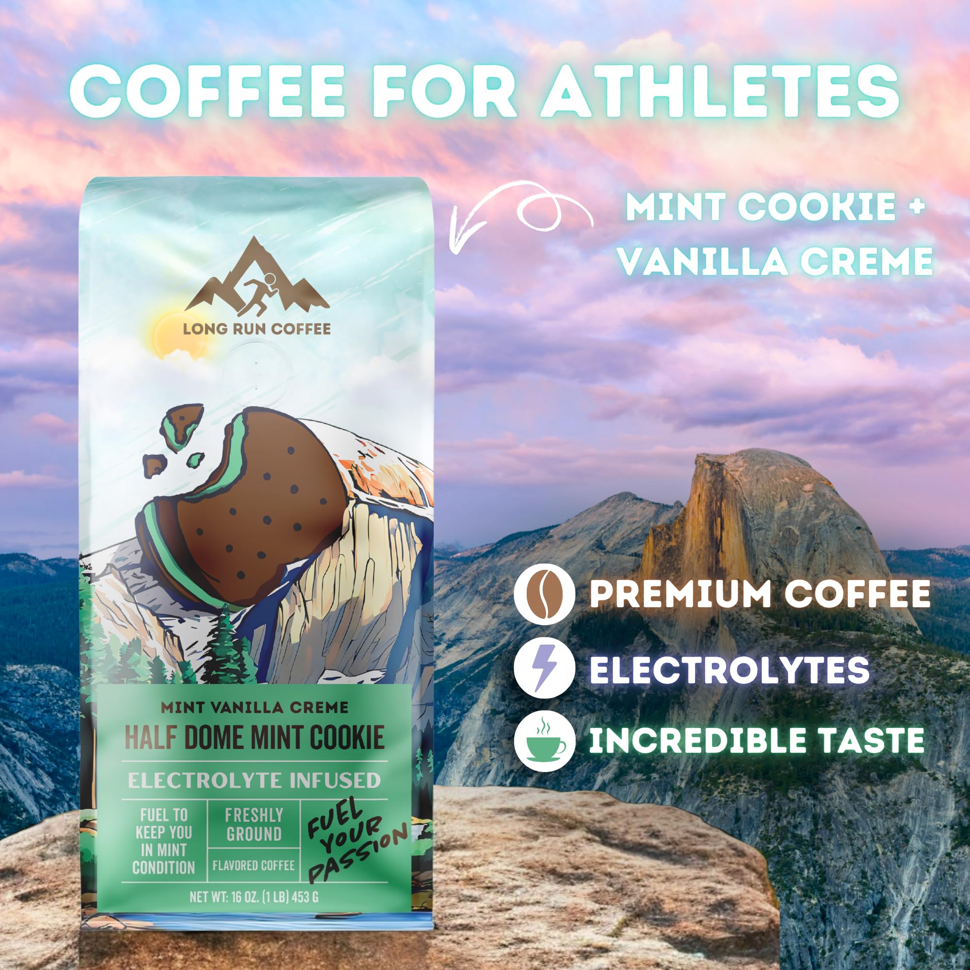 Long Run Coffee mint-cookie brew-ready beans for easy pour-over or drip.