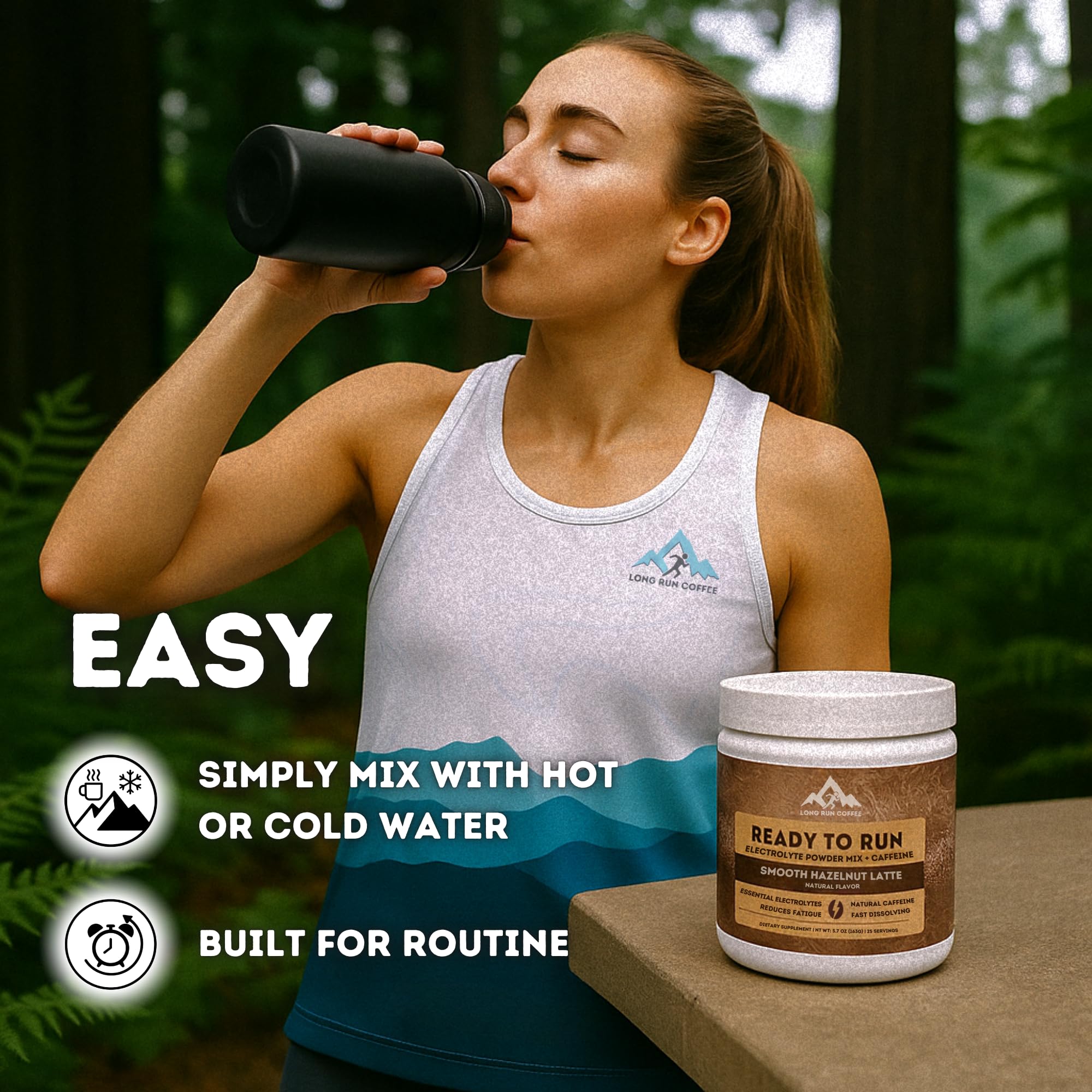 Long Run Ready to Run 25 servings tub suitable for frequent workouts.