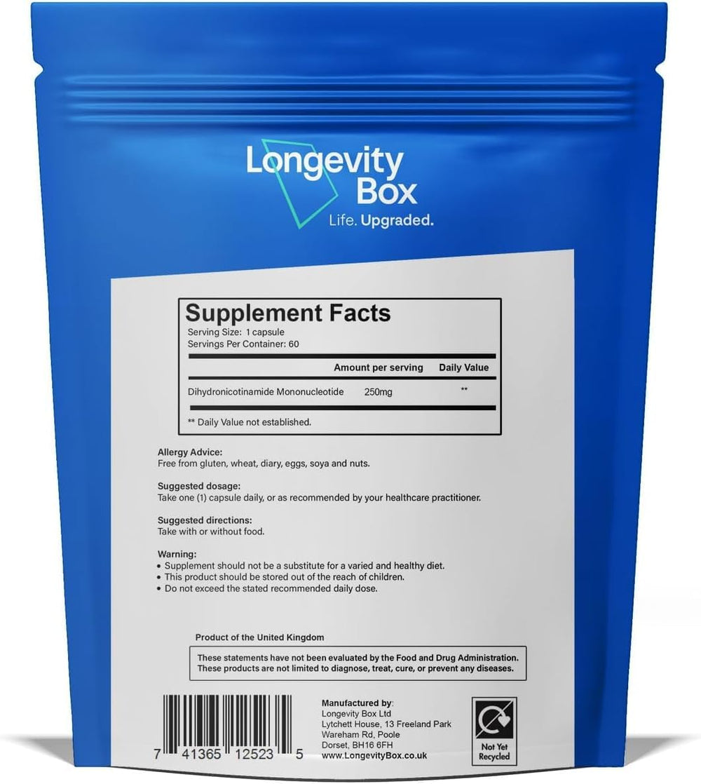 Longevity Box NMNH quality-control badge signaling high-purity manufacturing.